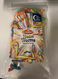 Neon worms gummy candy Halal